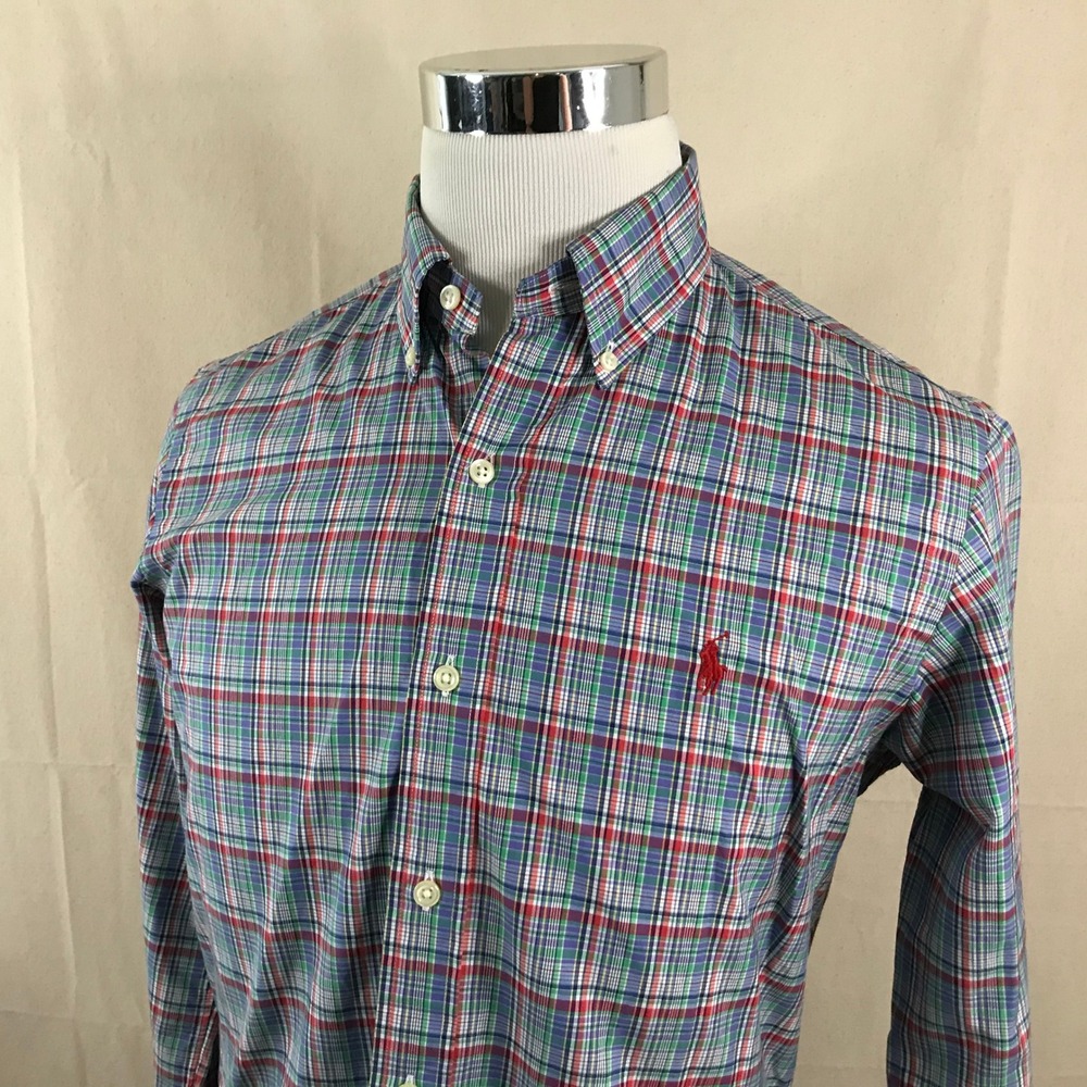 Polo Ralph Lauren Small Regular Fit Shirt Multicolor Plaid Button Down Mens